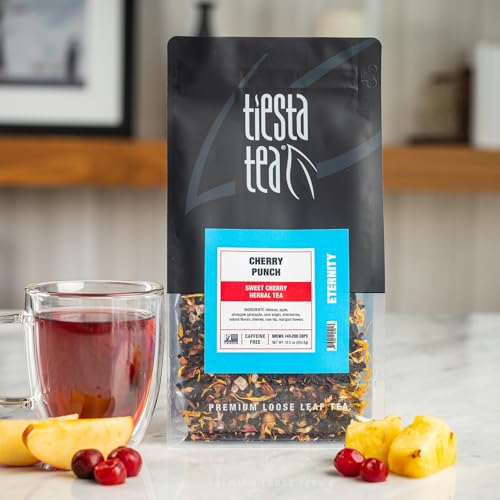 Image of Tiesta Tea - Cherry Punch, Loose Leaf, Sweet Cherry Herbal Tea, Premium Blend, Non-Caffeinated Fruit Blend, Hot or Iced Up to 200 Cups, 16oz Resealable Pouch