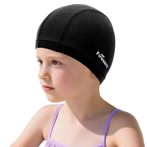 Firesara Fishtail Kids Swim Cap, Breathable High Elasticity Swimming Hats for Boys and Girls Quick Dry Soft for Toddler Aged 6-14 Bathing Cap for Children Swim Hat for Long Hair and Short Hair