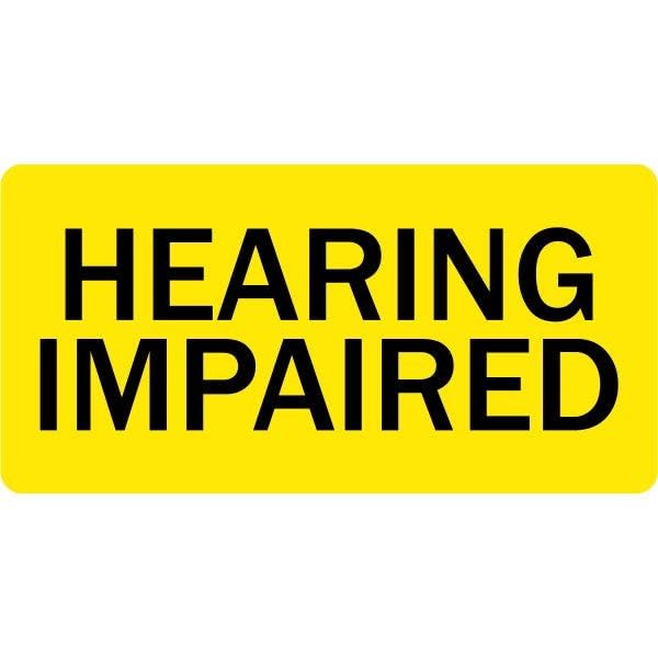 Hearing Impaired Veterinary Labels - 2” x 1”, 500 Labels/Roll, Yellow w/Black Text | Cages, Charts, Files or Records - Veterinary Offices and Hospitals | LabelValue Brand