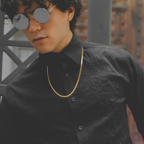 3.5mm Necklaces 14K Gold Chain Necklace Women Mens Chain 14K Gold Necklace for Women Non Tarnish Herringbone Necklaces for Womens Snake Chains 16'' 18'' 20'' 22'' 24'' 26'' 30''3