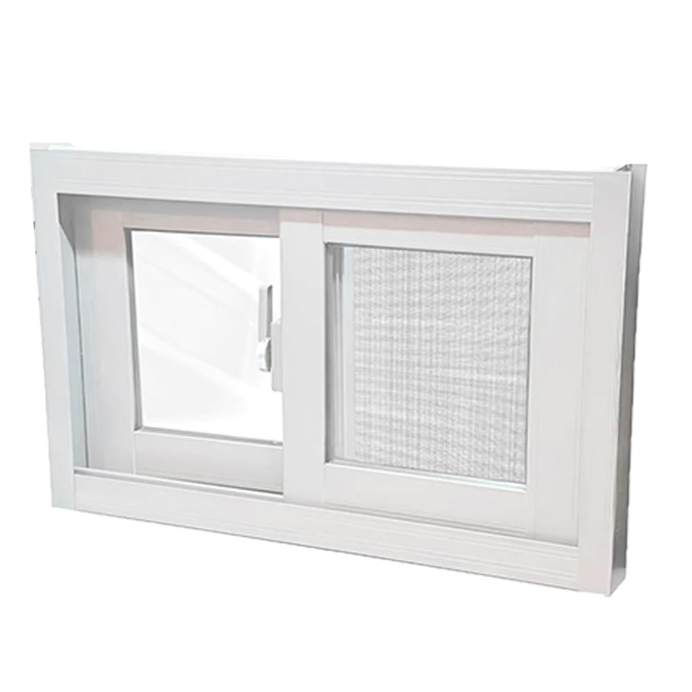 Basement Window Replacement 32"x18" Aluminum Sliding Window with Tempered Glass and Screen, Transom Window for Bathroom Garage Shower(White,(WxH)70x38cm/28x15")