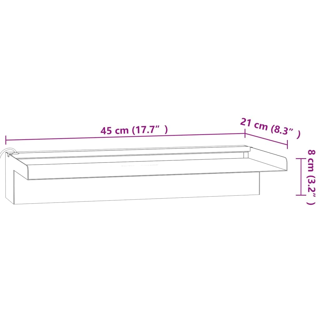 vidaXL Fuente Cascada con LED RGB para Jardín Estanque Patio Exterior Piscina Aporte Decorativo Relajante Luces Vista Sonido Acero Inoxidable