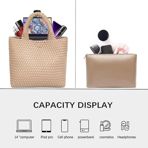 Image of JINMANXUE Fashion Woven Bag Shopper Bag Travel Handbags and Purses Women Tote Bag Large Capacity Shoulder Bags