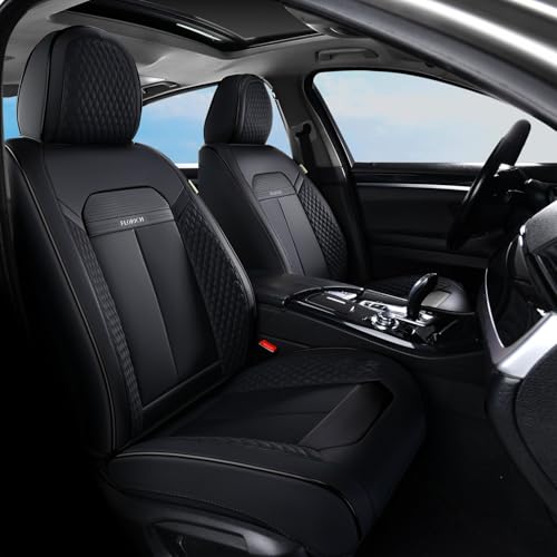 Image of FLORICH 2pcs Car Seat Covers Front Set, Black Car Seat Cover, Breathable Premium Leather Seat Covers, Automotive Vehicle Seat Covers for Cars Trucks Vans SUVs Sedans (2 Packs, Black)
