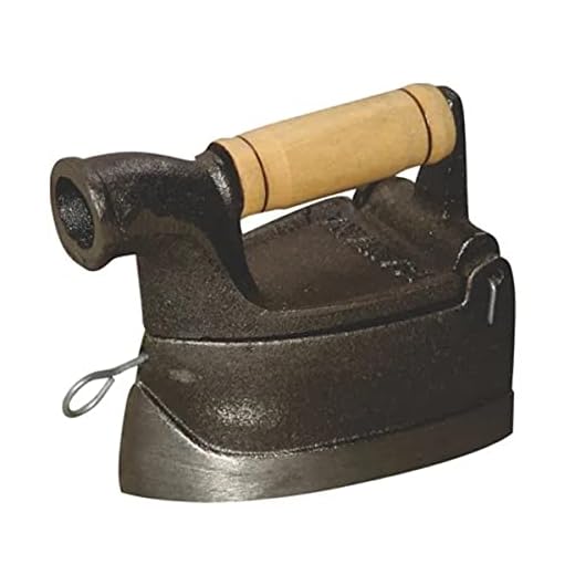 Ferro Passar Roupa A Brasa Alça Madeira Chaminé 20x10x15,5cm