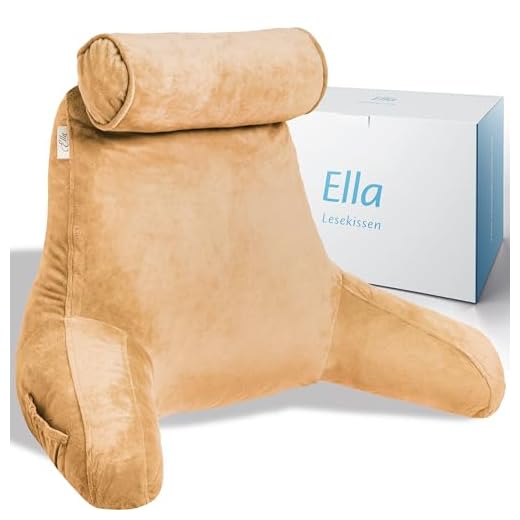 Ella Leeskussen voor Bed en Bank met Afneembare Nekrol - Rugkussen voor Bed - Reading Pillow van Memory Foam met Armleuning, Ideaal om te Lezen, Tv te Kijken, te Loungen of als Rugsteun - Bruin