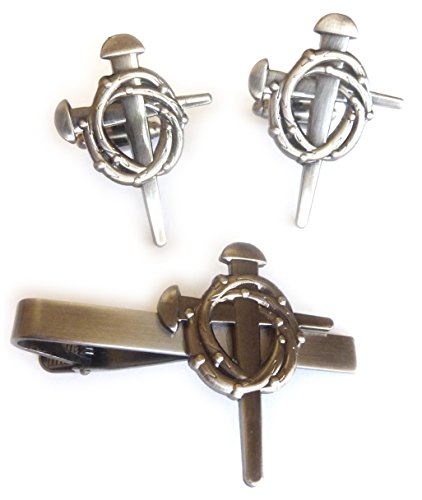 Christian Biker Cross Jesus Motorcycle Suit Tuxedo TIE BAR CLIP CUFFLINKS SET