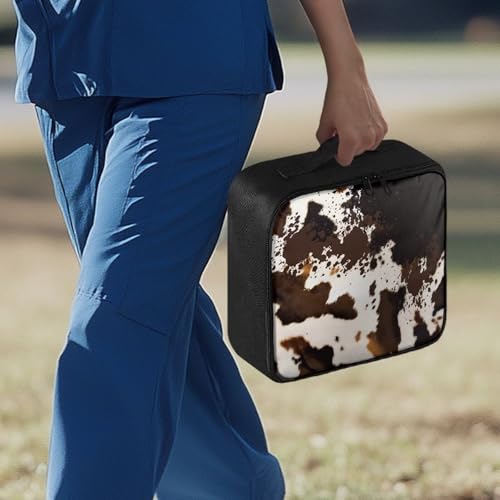 Image of Gomyblomy Brown Cow Print First Aid Kit Bag Portable First Aid Kit Bag Empty Large Capacity Medical Supplies Storage Bags Emergency Kit for Home Outdoor Travel Camping Hiking