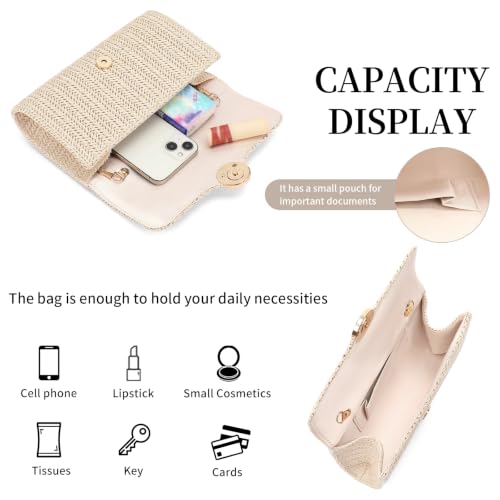 Image of RNIEGA Straw Clutch Purses for Women Beach Summer Envelope Evening Bag
