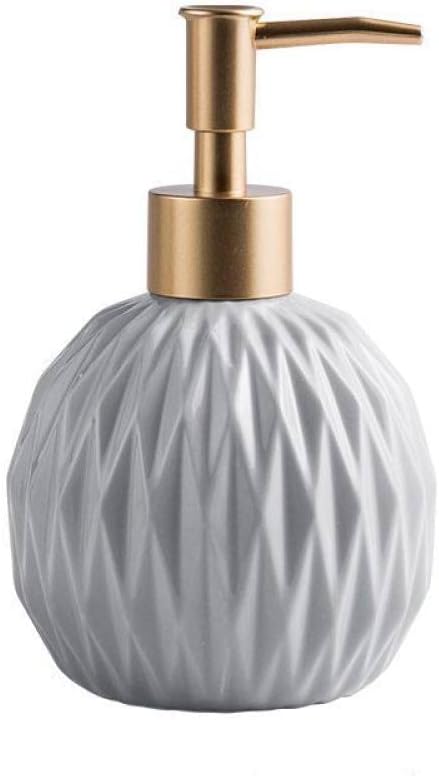 Hand wash Dispenser,Ssoap Dispenser, Relief Geometry Ceramic Liquid Soap Dispenser, Lotion Gold Pump Bottle for Kitchen Countertop Bathroom, Decorative Porcelain Hand Soap Dispenser,(Green)