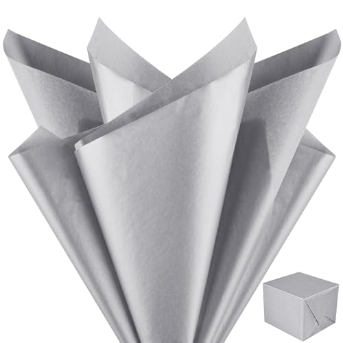 NEBURORA Papel de seda plateado metálico para bolsas de regalo 60 hojas de papel de seda plateado a granel para envolver regalos de Navidad Manualidades Decoración de cumpleaños