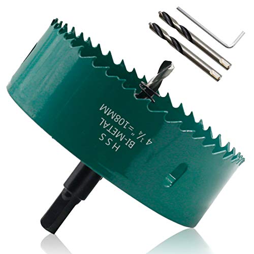 Image of 108mm /4.25 inch Hole Saw BI-Metal Heavy Duty Hole Cutter for Wood Cornhole Boards Plastic Drywall Fiberboard