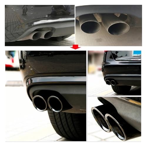 Tubo de escape para VW Tiguan 2016 de acero inoxidable negro 70 mm 5