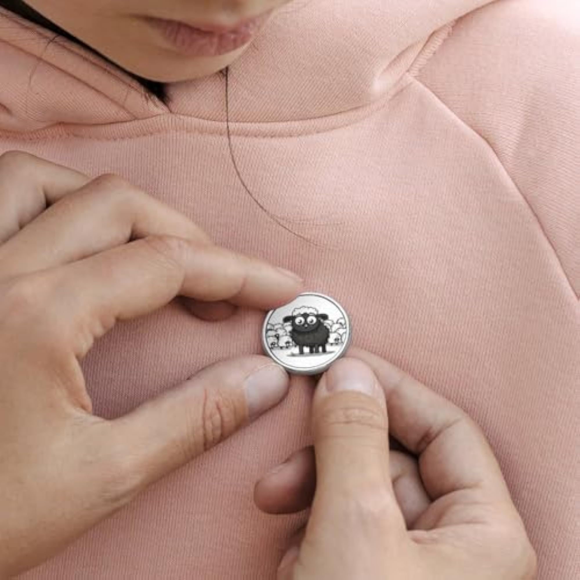 Cartoon Black White Sheep Brooch, Cute Lapel Pin Gift