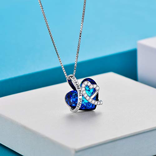 AOBOCO I Love You Forever Necklace 925 Sterling Silver Heart Pendant with Crystals from Austria Christmas Wedding Gifts for Wife Jewelry for women4