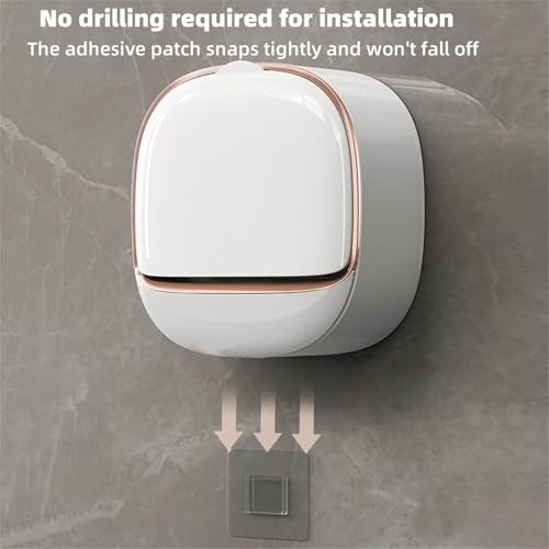 Image of Wall Mounted Soap Holder with Lid | Self-Draining Soap Case for Bathroom & Kitchen | No Drilling Soap Dish with Dust-Proof Cover (Pack of 1) (White)