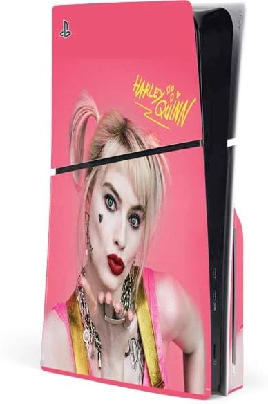 Skinit Decal Gaming Skin Compatible with PS5 Slim Disk Console - Officially Licensed DC Comics Harley Quinn Blowing Kisses Design