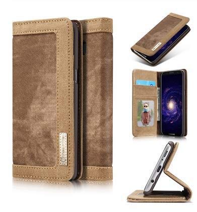 Image of Perkie Iconic Series, Denim & Pu Leather Wallet Flip Case Kick Stand Magnetic Closure Flip Cover for OnePlus 11R 5G (Brown)