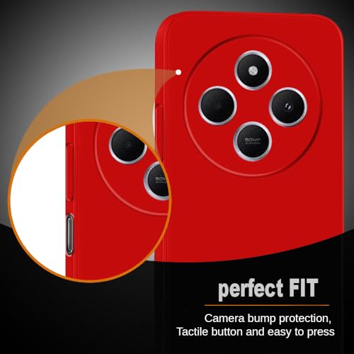 Image of Back Cover for Mi Redmi A4 5G / 14C 5G | Full Camera Protection | Premium Liquid Silicon Case | Flexible Bumper Case for Mi Redmi A4 5G / 14C 5G / 14R 5G / Poco C75 5G / M7 5G (Red)