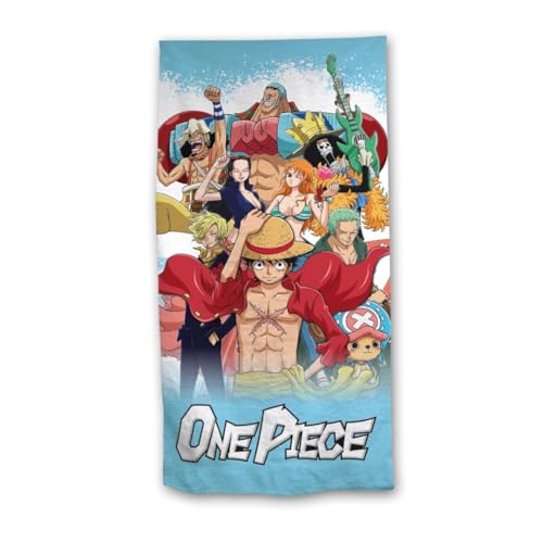 Aymax Serviette de Plage One Piece, Motif Équipage Chapeau de Paille, 90 x 170 cm, 100% Coton