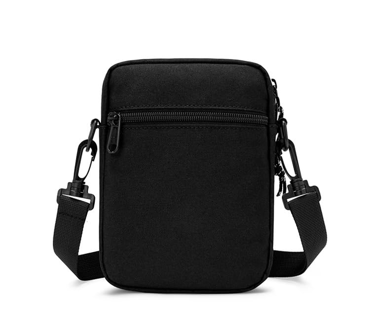 Adjustable One Shoulder Crossbody Zip Bag Adjustable Strap Lightweight Waterproof Scratches Proof Woman and Man Street style Hiking Biking Travel Adult Nylon 7.5 Inch Black2