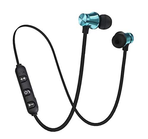 Rechargeable Bluetooth Wireless Headphones Sport Magnetic Universal Earphones for Phones Tablets Smart TV's mp4 Gym Fitness Workout (Metallic Blue)