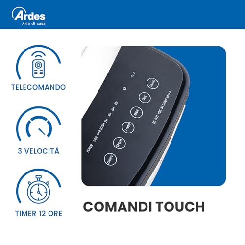 Miniatura 6 de Ardes Enfriador Evaporativo Y Potente Humidificador Con 3 Velocidades Flujo De Aire Oscilación Automática Timer Telemando Y Filtro Antipolvo Blanco Ar5r06d