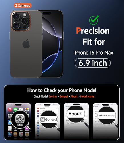 Image of FNTCASE for iPhone 16 Pro-Max Case: Matte Magnetic Phone Cases with Screen Protector Compatible with Magsafe Slim Anti Yellowing Rugged Shockproof Protective Translucent Cell Cover