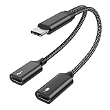 MOGOOD USB CスプリッタUSB CからUSBCマザーアダプタUSBC Yスプリッタケーブル（ディスプレイには適さない）Cオスから2 CバスバーまでのデュアルCタイプポートハブCタイプ充電スプリッタアダプタはMac、Xbox One、ノートパソコンに適している
