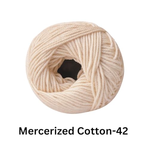 Image of VCR 4 Ply Almond 100% Mercerized Cotton Yarn, 60 Grams Hank, 190 Meters Length, Cotton Combed Ball, Smooth and Glossy Crochet Yarn for Crochet and Knitting, Pack of 1, Suitable for DIY Crafts