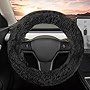 Carbella Black Fuzzy Steering Wheel Cover, Standard 15 Inch Size Fits Most Vehicles, Cute Faux Fur Car Steering Cover with Soft Fluffy Furry Touch