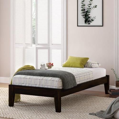 Image of SUNCOM Sheesham Wood Bed Without Storage Solid Wooden Double Size Cot Bed for Bedroom Living Room Home Furniture (Walnut Finish) Size 6.54