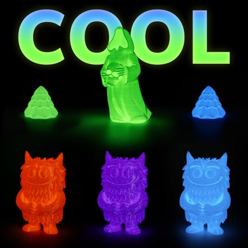 Image of AMOLEN Glow in The Dark Filament Silk Pla, Silk & Glow Blue 2 in 1 Silk Glow Blue& Silk Glow Green, Best with UV Lamps, Dimensional Accuracy + /- 0.02 mm 2KG(4.4lb), Compatible with Most 3D Printers