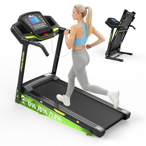 Image of Lastforever 3.5HP Folding Treadmill for Home, 350 lbs Capacity, Portable Treadmills with 3-Level 12% Manual Incline, Bluetooth Speaker, Shock Absorption, Quiet Motor