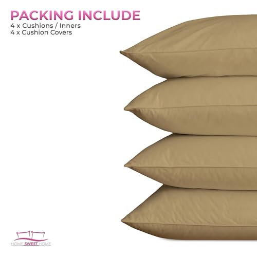 Home Sweet Home UK Outdoor Cushions Waterproof Filled 4 Pack 45x45cm With Invisible Zippered Outdoor Garden Cushions Waterproof 18"x18" With Cushion Covers For Living Room Garden Sofa Bedroom