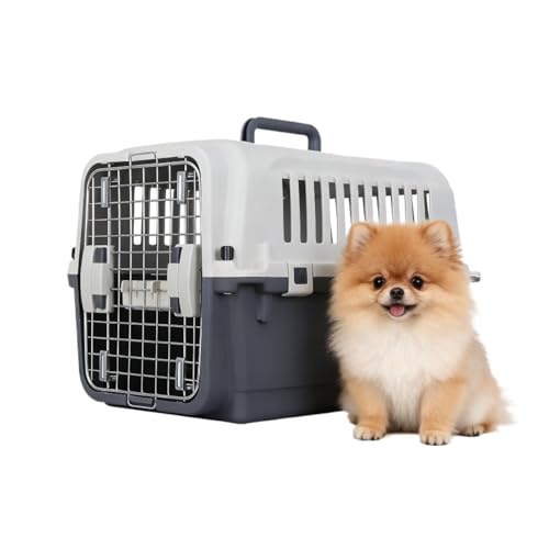 Nicffdi ペット托運空運箱 小型犬 中型犬 大型犬 猫用犬ケージ 輸送箱 キャリーバッグ 耐久性 プラスチック製 旅行用 持ち運び便利 車 新幹線 飛行機対応 組み立て簡単 複数ペットに適応 (鉄格子なし,L-60*40*40CM)