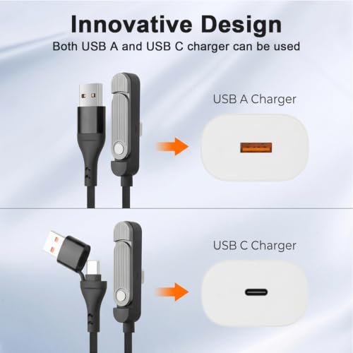 Image of Verilux 2 in 1 USB C to USB C Fast Charging Cable 65W with Foldable Stand 240W Braided Charger Cable for Gaming Office Home Traveling Use