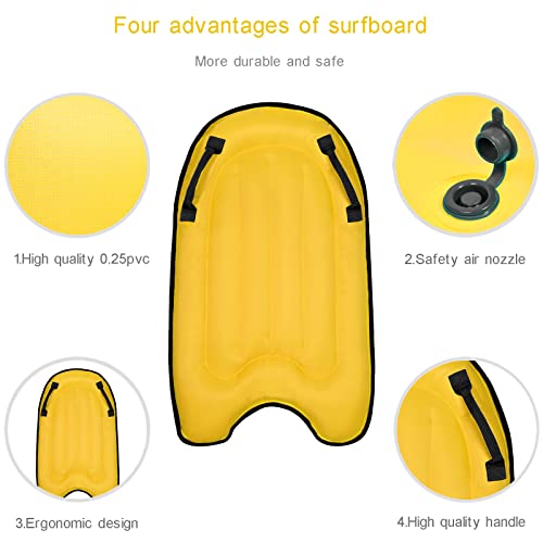 Dosurban Inflatable Bodyboard For Beach, Portable Body Board Deck Hdpe With Handle Lightweight, Soft Surfboards Mini Pool Floats Boards Inflatable Body Boards For Surfing, Swimming #TOP1