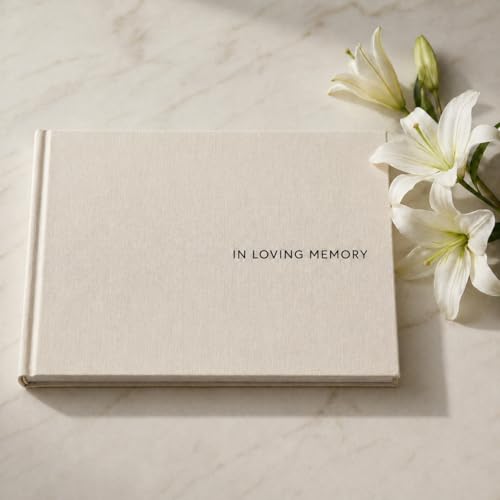 ZICOTO Beautiful Linen Funeral Guest Book for the Celebration of Life - The Perfect in Loving Memory Book with Ample Space to Sign in for Guests - Premium Craftsmanship for Honoring Loved Ones