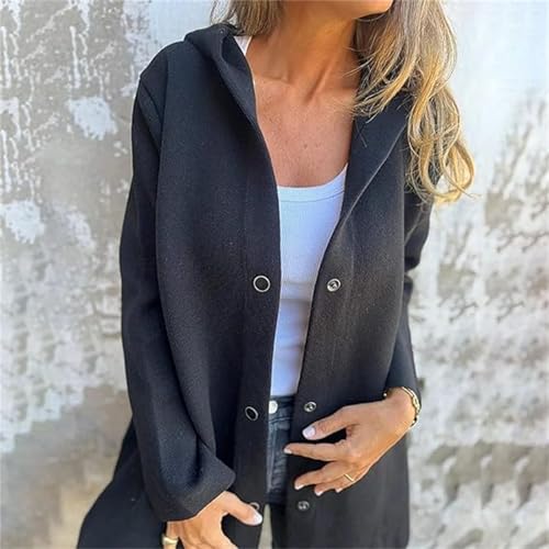 Casual Single Breasted Hooded Jacket, Women's Shawl Collar Winter Long Sleeve Lapel Long Coats, Trench Coat for Women4