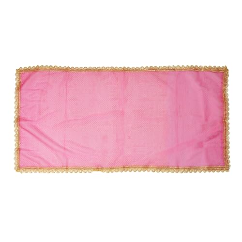 Decorative Chunari Backdrop Artificial Silk Pooja ChunriChunni Indian Traditional Festival Decoration Chunr MATA Ki Chunri for Statue Chowki Aasan Mat Poster Frame(Size:-36 Inch X 18 Inch)(Pink)3