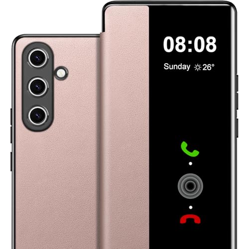 Étui en cuir supérieur pour Samsung S24 Plus avec fenêtre de protection
