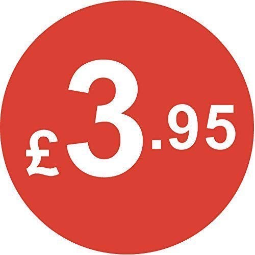 Pack of 500-20mm Price Stickers - Choose from 10p to £95 - Bright Red - Many Prices to Choose from (£3.95 - Red)
