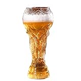 FIYSON Verre à Bière Football, Verre à Bière la Coupe du Monde, Verre à Bière en Forme Trophée la Coupe du Monde Football, Convient pour les Fêtes Famille et les Soirées Football (800ML)