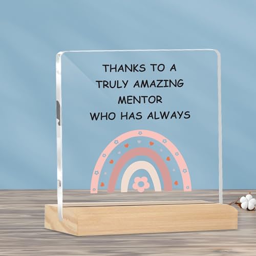 Image of Giftplease Mentor Plaque with Wooden Stand Personalized Gift for Mentor, Coach, Teacher, Appreciation Keepsake, Clear Desk Decor, Inspirational Thank You Gift, Office Table Display MP 68