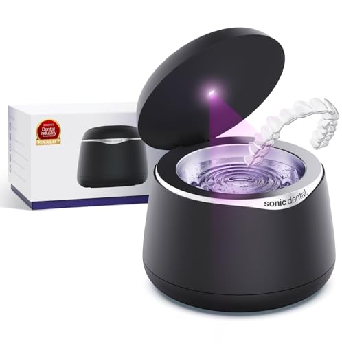 Sonic Pro Dental Cleaning Pod, 43kHz Ultrasonic Retainer Cleaner Machine for Dentures, Mouthguards, Braces, Aligners, Toothbrush Heads, Jewellery & All Dental Appliances (Onyx Black)
