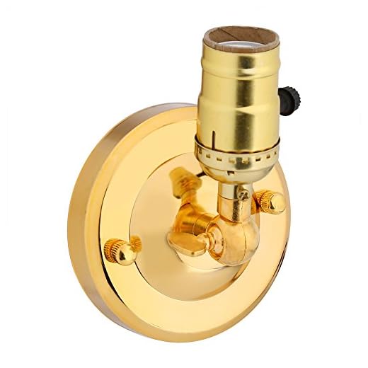 Lamphållare med strömbrytare – BiuZi 1 styck aluminium metallmålning beläggning vintage lamputtag E27 strömbrytare 220 V heminredning lamphållare med knapp (guld)