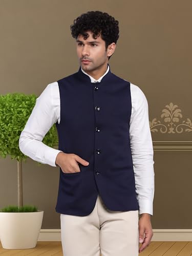 Image of ROCKSY Nehru Jacket, Bandi Modi Koti for Men, Cotton Waistcoat for All Occasion: Wedding, Diwali, Wedding, Ethnic, Office Party, Formal and casual Look