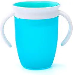 Copo Anti-Vazamento com Bico de Silicone Treinamento Bebê 360° Com Alça BPA Free – 200ML (Azul)