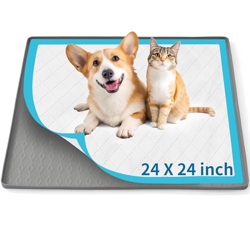 Dog Pee Pad Holder, 24'X24' Puppy Pad Holder, Reusable High Edge Silicone Puppy Potty Training Mat...